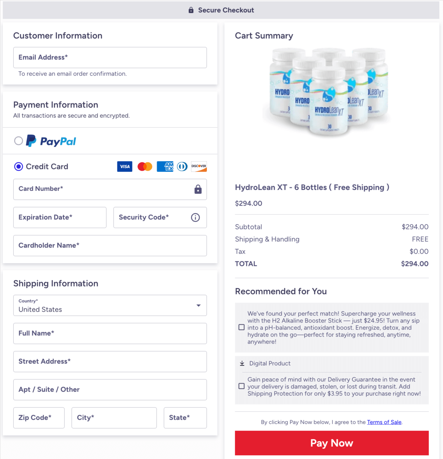 hydroLean-xt-pricing-table